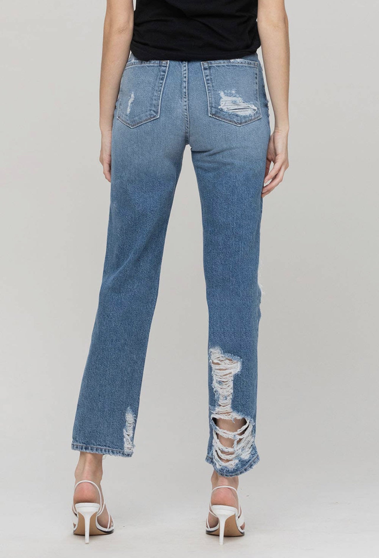 Super High Rise Tattered Ankle Jeans