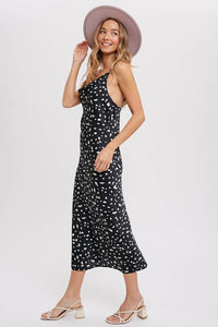 Thumbnail for Dalmatian Print Cowl Neck Slip Dress