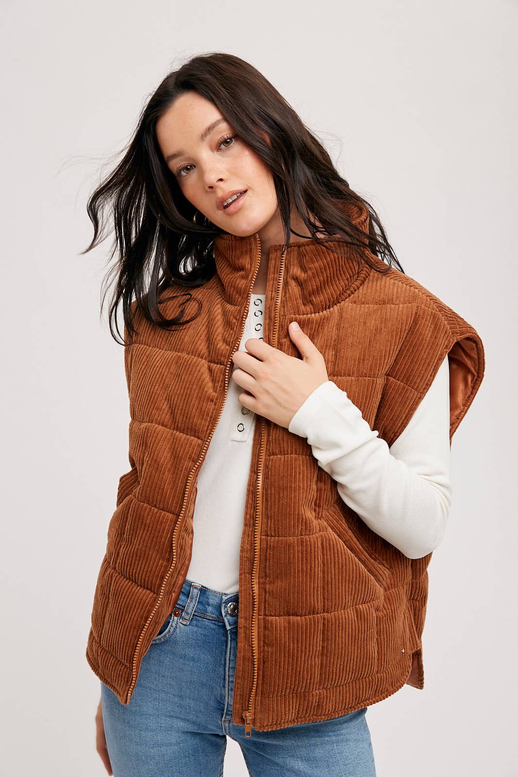 Corduroy Quilted Puffer Vest