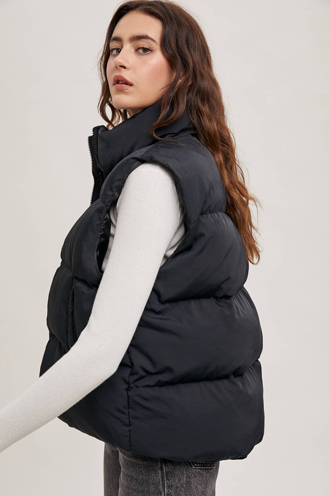 Zipper Front Puffer Vest