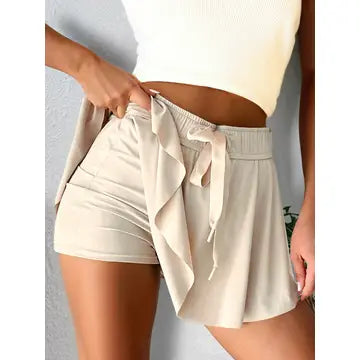 Drawstring High Waist Lined Tennis Skort