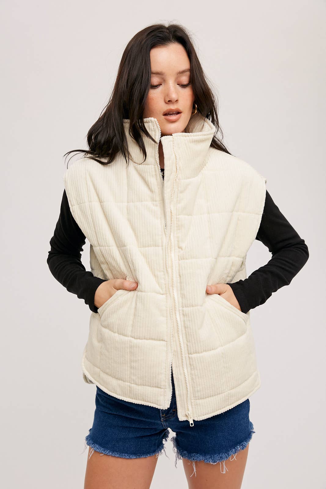 Corduroy Quilted Puffer Vest