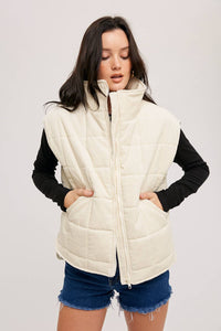 Thumbnail for Corduroy Quilted Puffer Vest