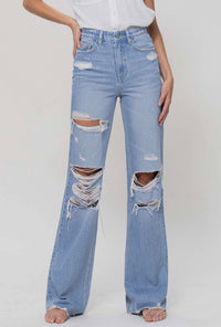 Thumbnail for 90S Vintage High Rise Flare Jeans
