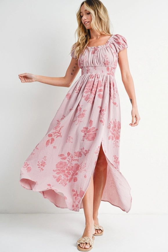 Floral Print Babydoll Maxi Dress