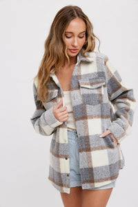 Thumbnail for Plaid Brushed Flannel Shacket
