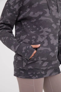 Thumbnail for Dark Camo Hoodie Pullover with Thumbholes