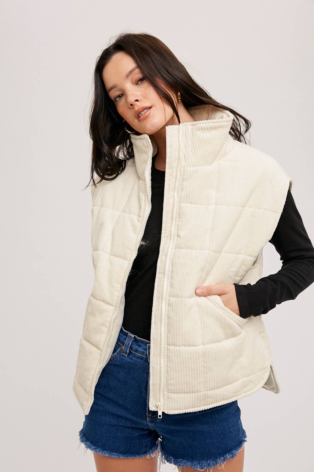 Corduroy Quilted Puffer Vest