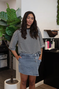 Thumbnail for Asymmetrical Denim Skort
