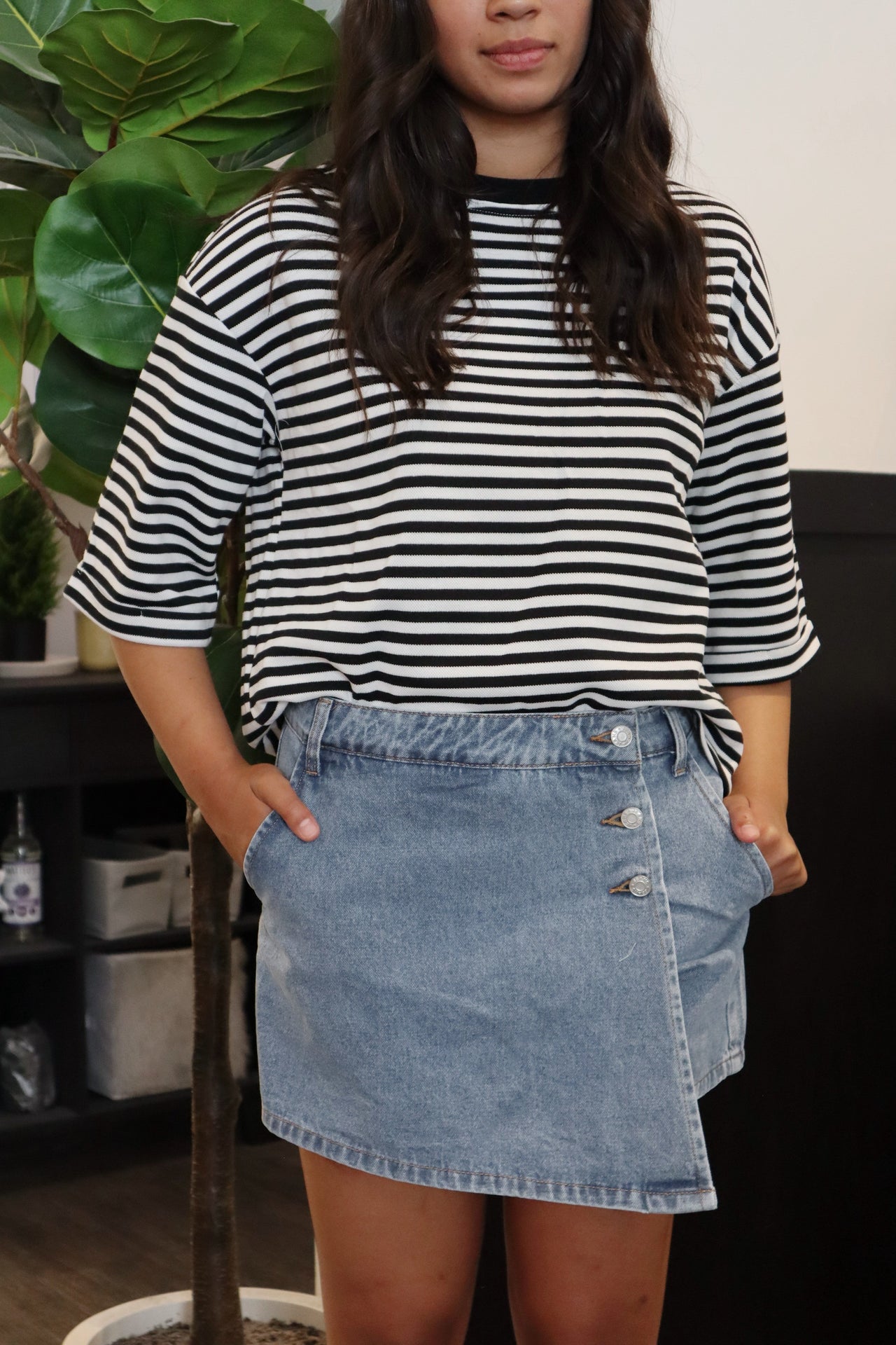 Asymmetrical Denim Skort