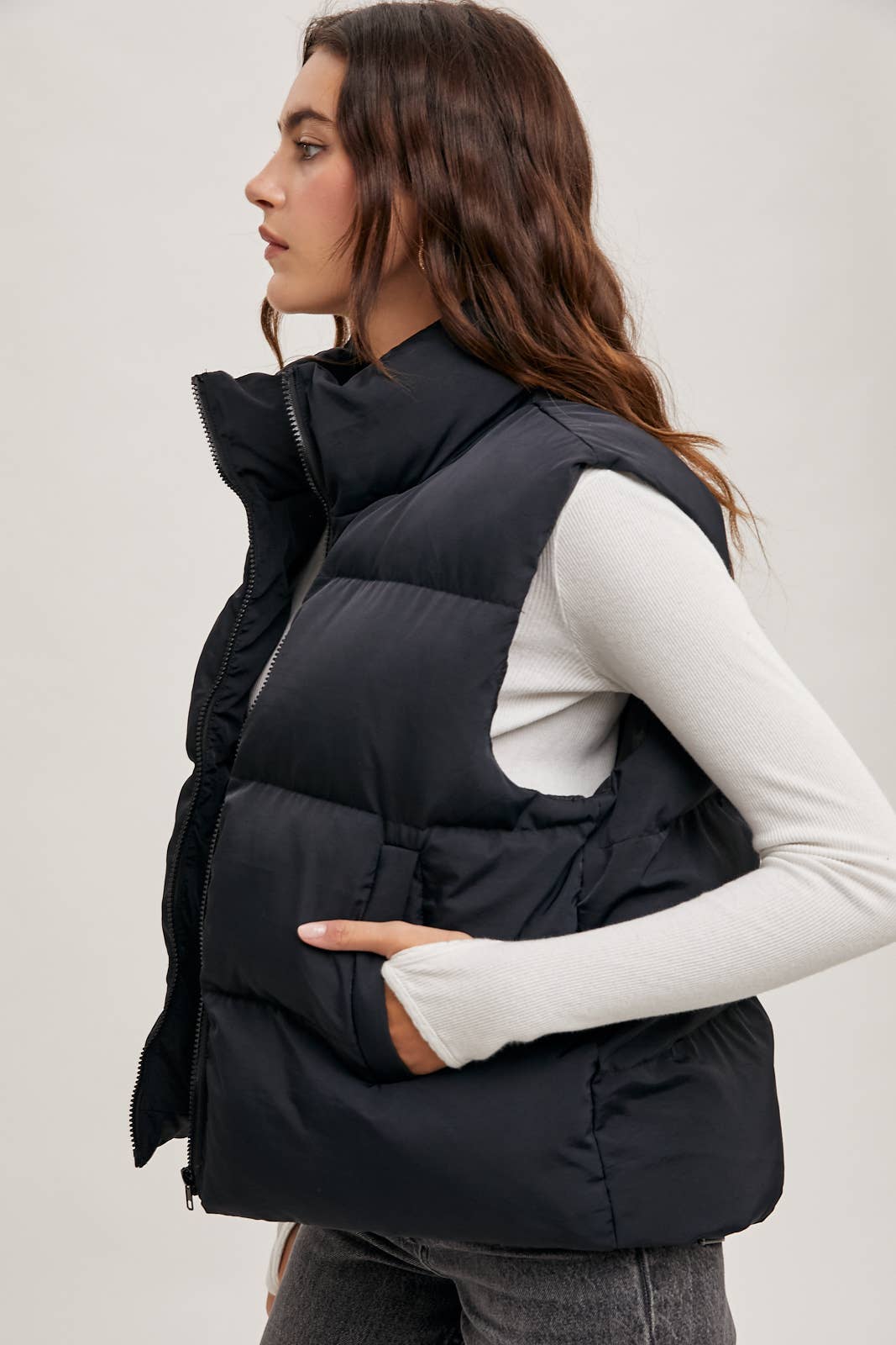 Zipper Front Puffer Vest