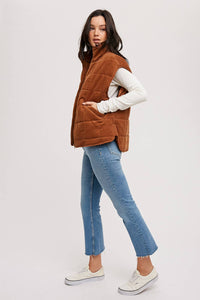 Thumbnail for Corduroy Quilted Puffer Vest