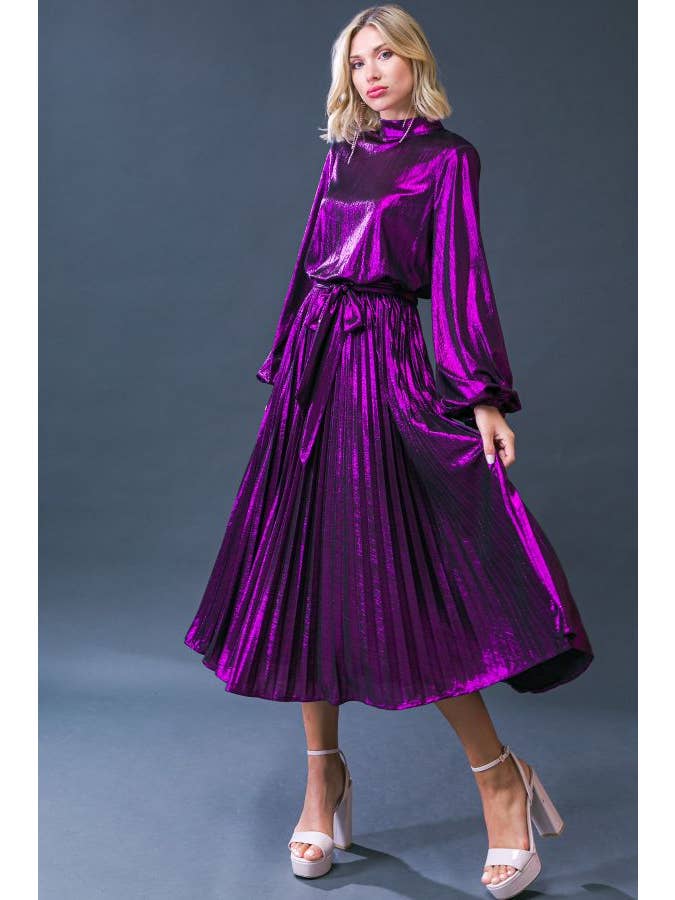 Foiled Woven Midi Dress
