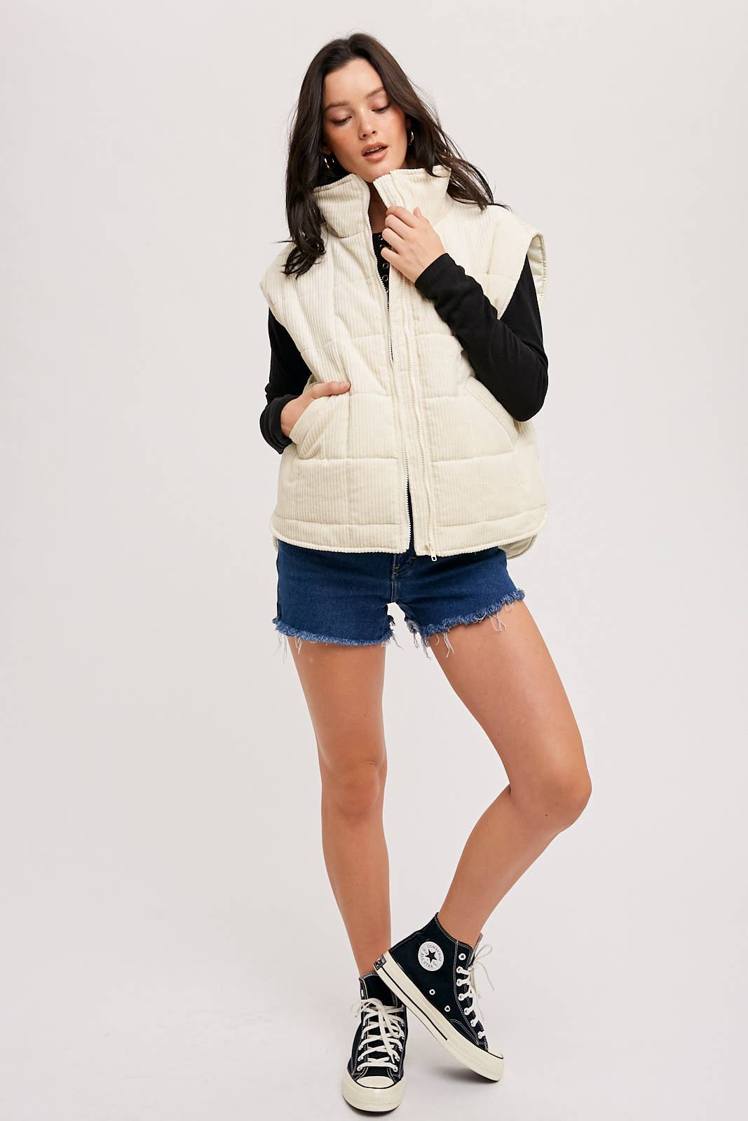 Corduroy Quilted Puffer Vest