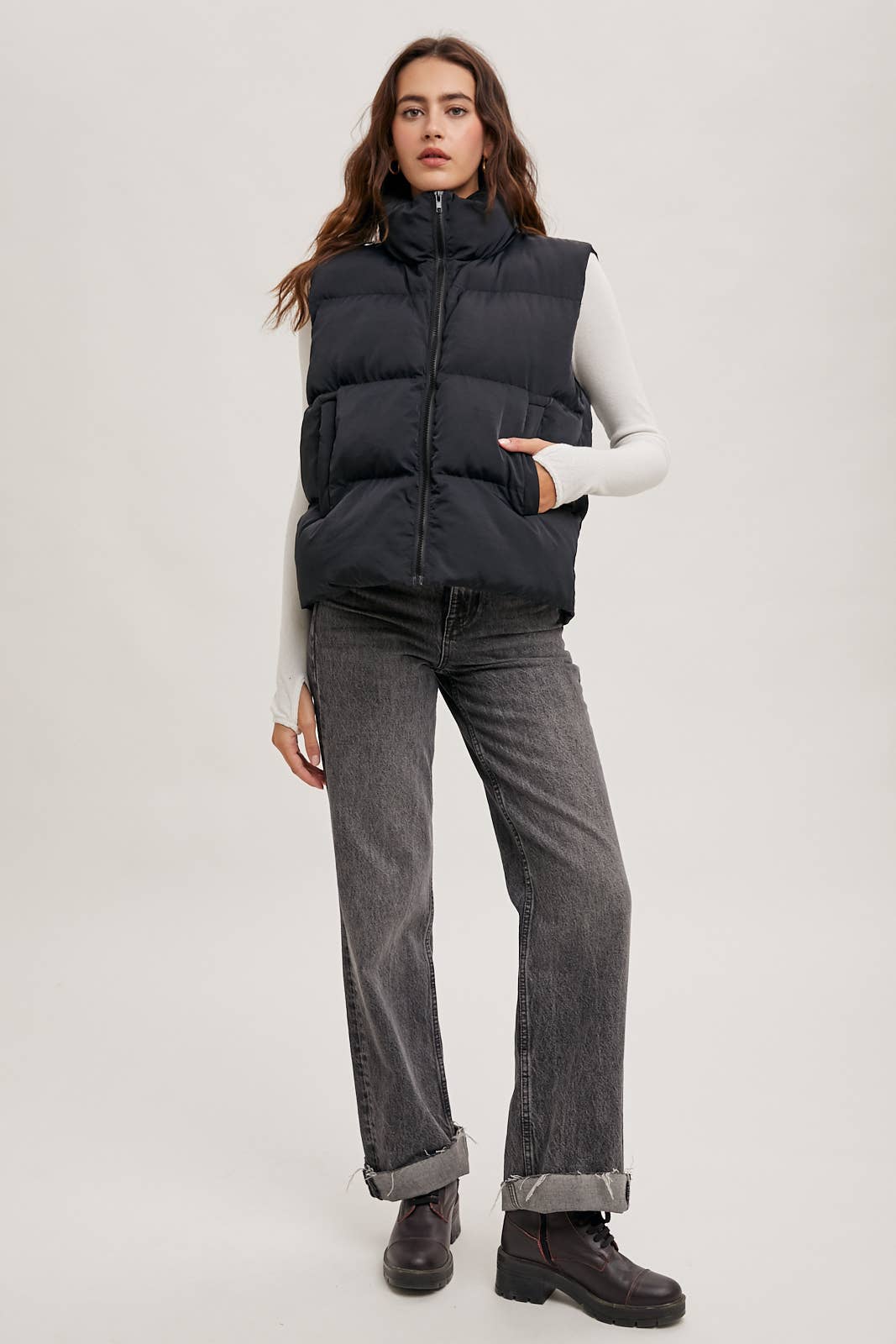 Zipper Front Puffer Vest